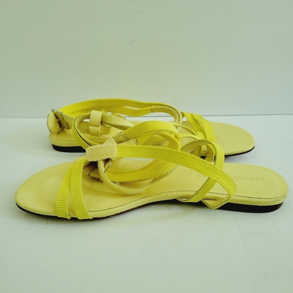 NEW Rebecca Allen Yellow Flat Two Strap Sandal - Picture 2 of 6